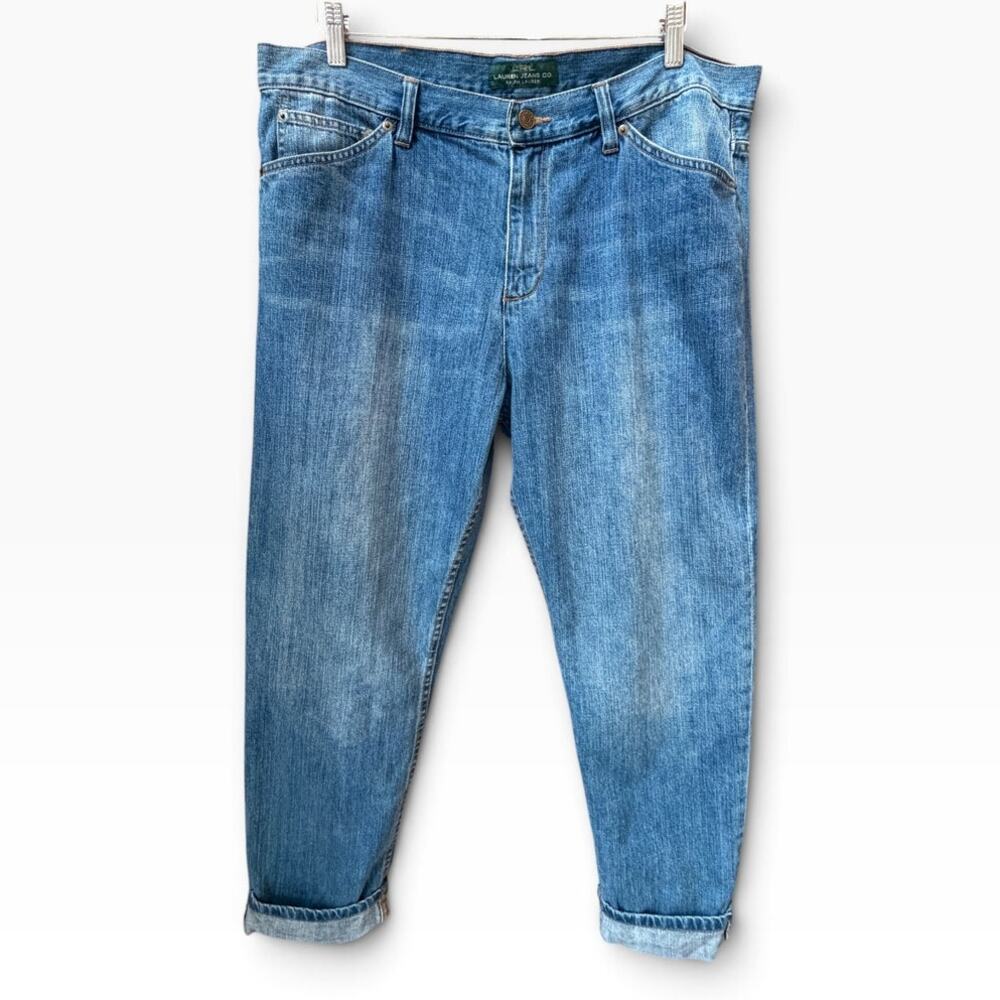 Lauren Ralph Lauren LRL Boyfriend Jeans 14 Medium Wash 100% Cotton Rigid Vntg90s
